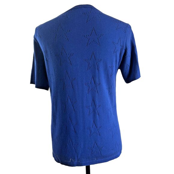 P.A.R.O.S.H. Women's Blue Star Short Sleeve Knit Cotton Sweater Sz L Italy - Picture 4 of 10